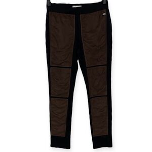 JOSEPH Ribkoff Black Ponte Pants with Colorblock Brown Faux Suede Panels size 8